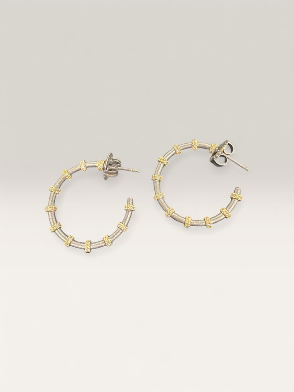 Freida Rothman 925 Sterling Silver Women’s Two-Tone Gold & Silver Hoop Earrings